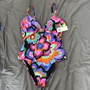 Freshwater One Piece Swimsuit Womens L Multicolor Floral Adjustable Straps